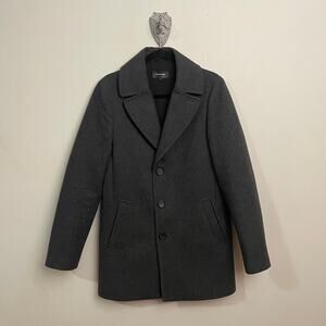 Mackage M dark gray trench coat jacket mini luxury minimal contemporary classic